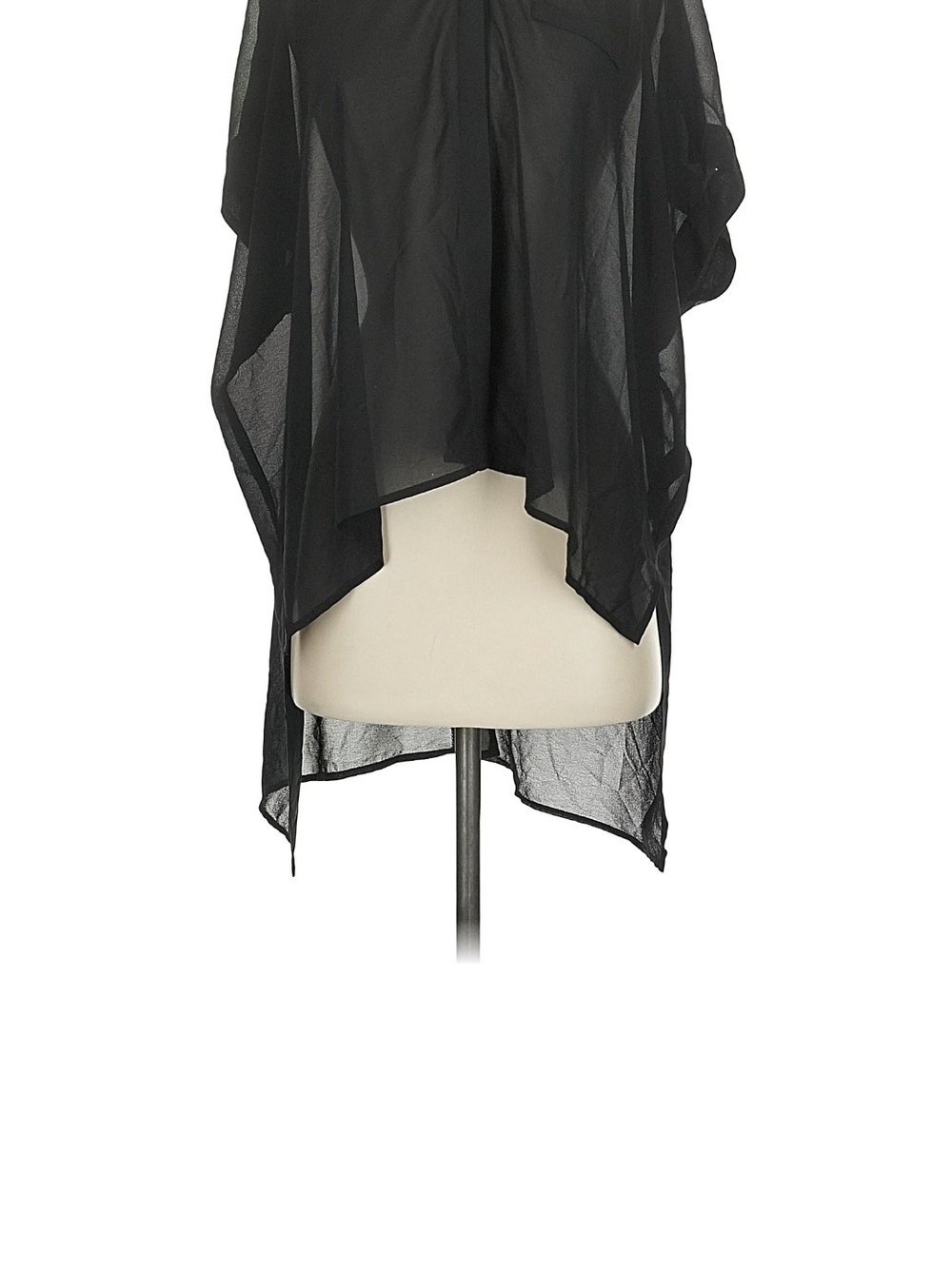 Forever 21 Sheer Mesh Hi-Low Black Button Down Shirt With Zippers